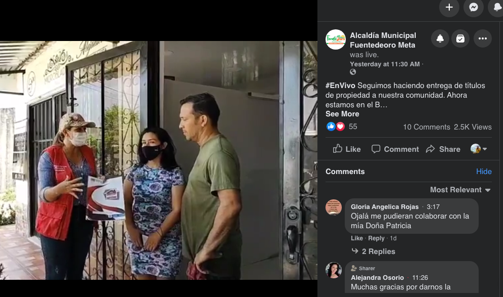 Delivering Land Titles on Facebook Live in Colombia