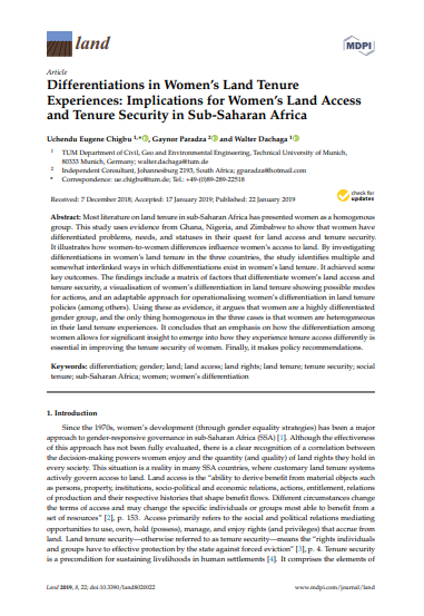 Differentiations in Women's Land Tenure