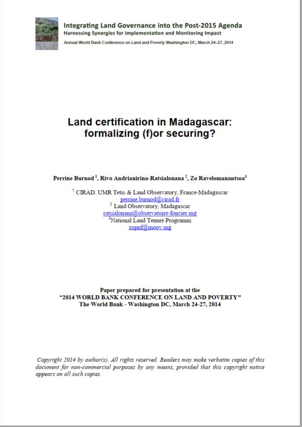 Land certification in Madagascar