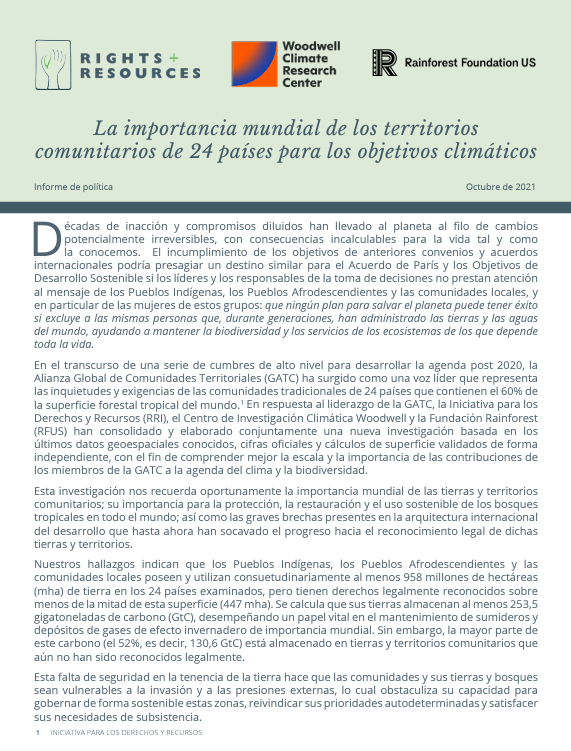 importancia mundial de los territorios comunitarios