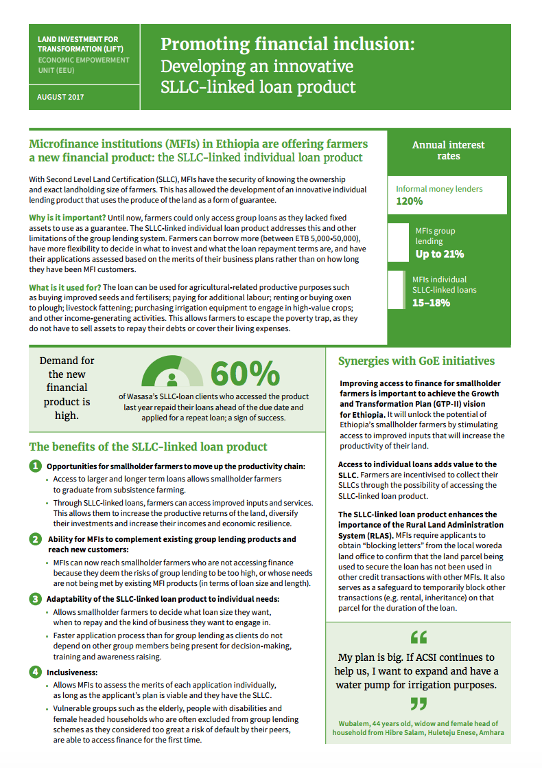 Promoting financial inclusion: Developing an innovative SLLC-linked loan product cover image