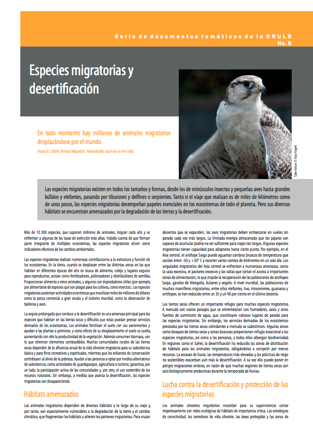 Especies migratorias y desertificación cover image