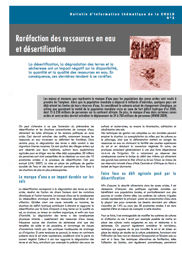 Raréfaction des ressources en eau et désertification cover image