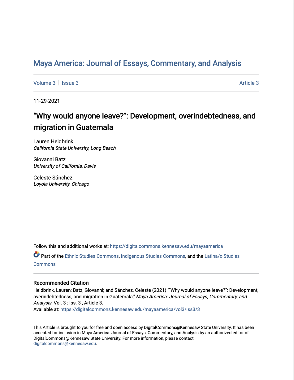 “Why would anyone leave?”: Development, overindebtedness, and migration in Guatemala