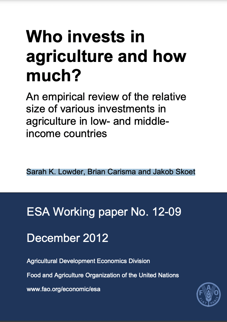 Who invests in agriculture and how much?