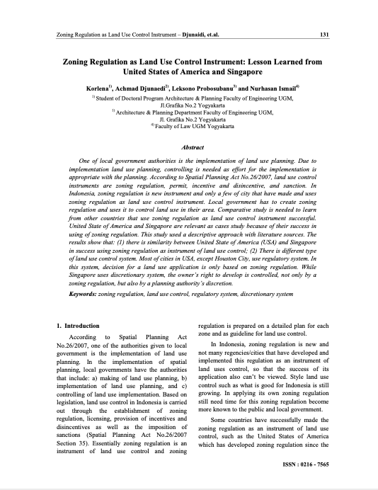 Zoning Regulation as Land Use Control Instrument