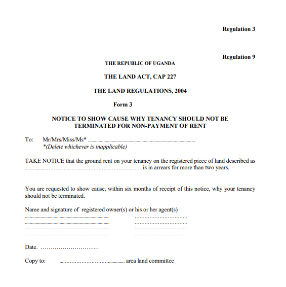 THE LAND REGULATIONS, 2004   Form 3