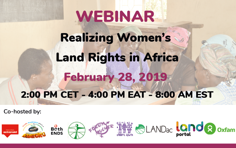 Webinar: Realizing women’s land rights in Africa