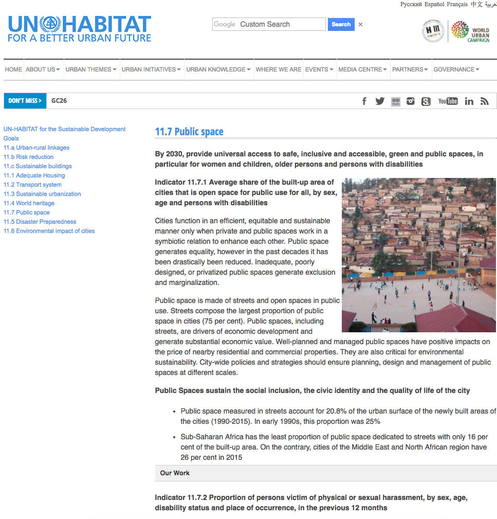 UN-Habitat - SDG 11.7 Public space cover image